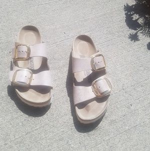 Washed Metallic rose gold birkenstock sandals